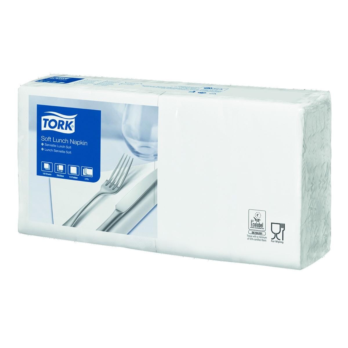 Serviettes co TORK - 30x30 - Blanches 2 Plis - Lot de 48 x 100