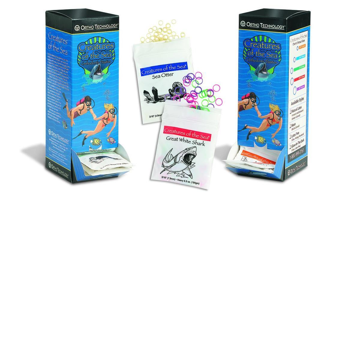 Elastique Creatures of the sea ORTHO TECHNOLOGY - 1/4 - Moyen - Sans latex - Bote de 50 x 100