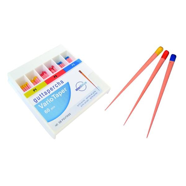 Pointes Gutta Variotaper STERIBLUE - F2 - Bote de 60