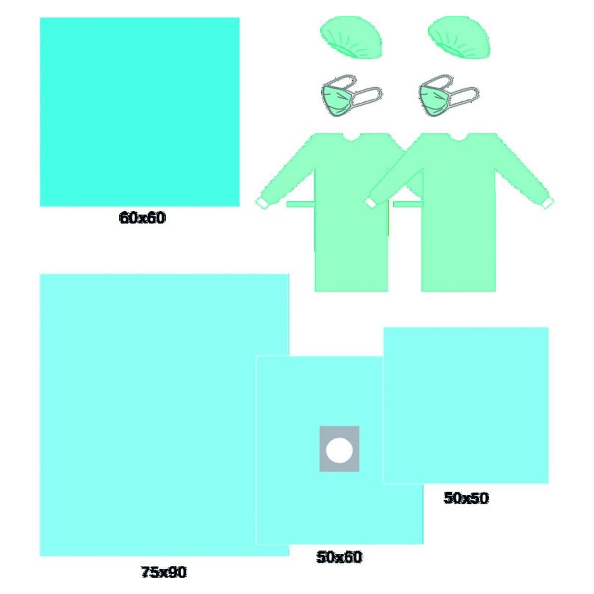 Set de chirurgie strile 10 pices CARDIVA - Lot de 20 kits