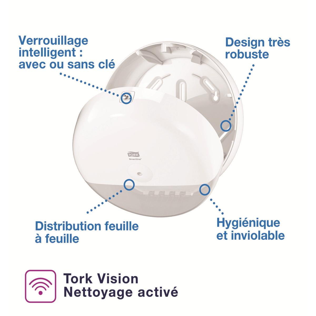 Distributeur papier toilette SmartOne T8 TORK Blanc