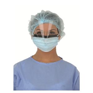 Masque lastique bleu avec visire - boite de 25 - Medistock