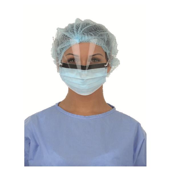 Masque lastique bleu avec visire - boite de 25 - Medistock