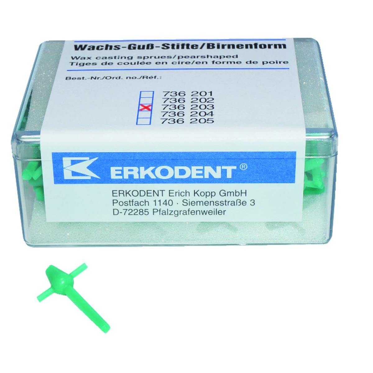 Poires de coulee taille 5 diam.9mm (100) erkodent