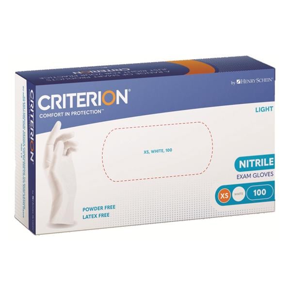 Criterion Gants Nitrile sans Poudre - Blanc - Taille XS - Bote de 100 - HENRY SCHEIN