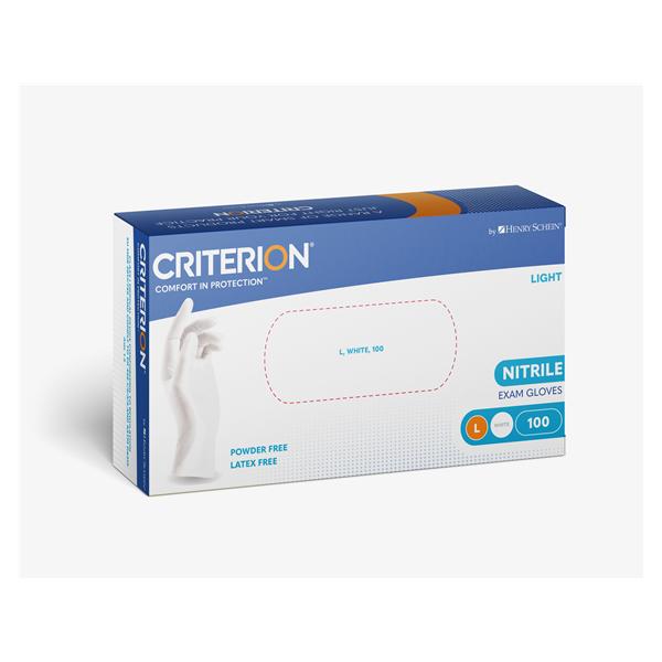 Criterion Gants Nitrile sans Poudre - Blanc - Taille L - Bote de 100 - HENRY SCHEIN