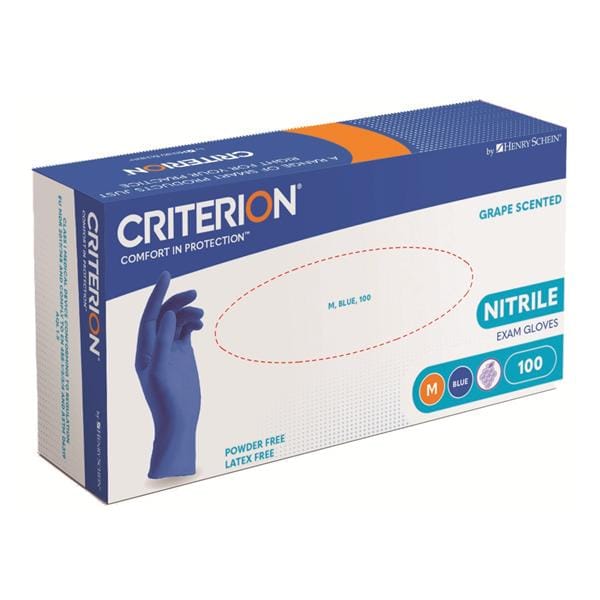 Gants Nitrile Criterion sans Poudre - Bleu - Taille M - Bo�te de 100 - HENRY SCHEIN