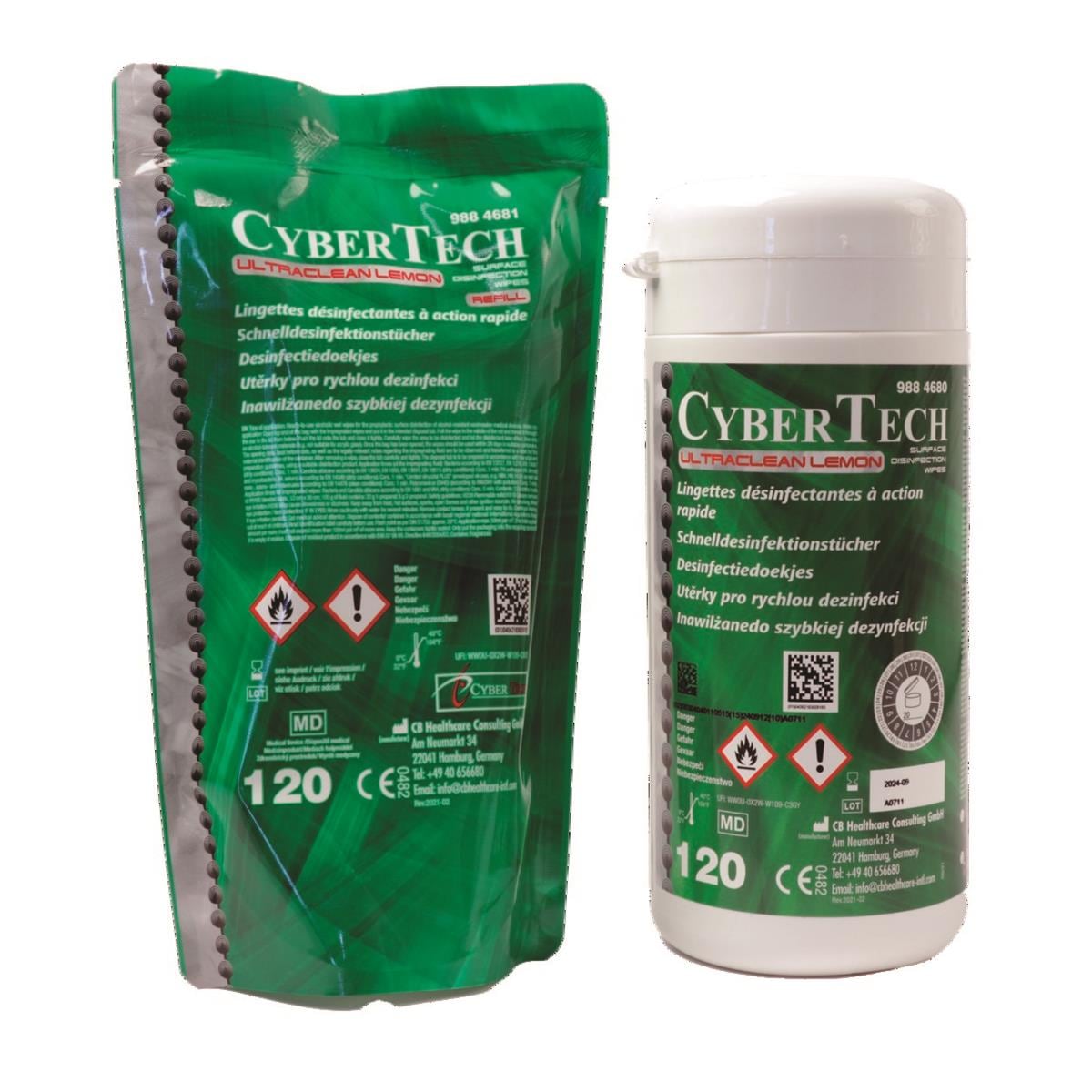 Lingettes Dsinfectantes Ultraclean Citron (120) CYBERTECH